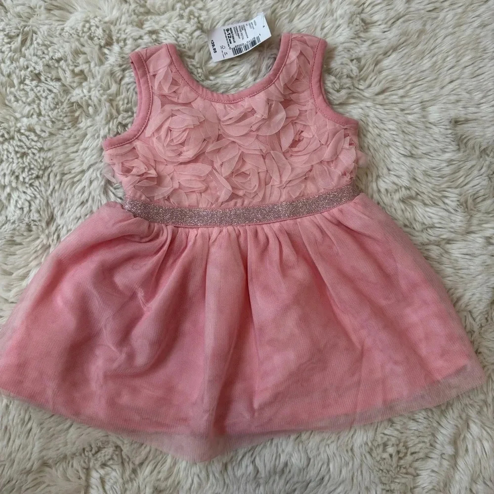 The Children’s Place toddler 9-12 months 3D Rosette Mesh fit and flare dress - Picture 1 of 4